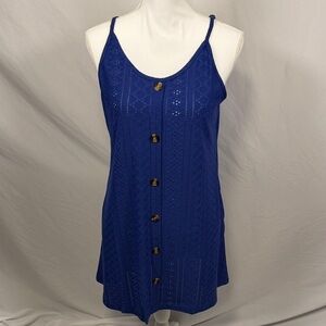 Blue Button-Down Sleeveless Dress Size Large
